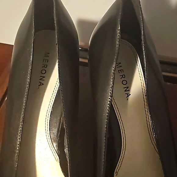 NWOT, Merona Designer Genuine Leather Shoes, Sz 8, Black, Low Heel 2" Pointy Toe - Picture 8 of 10